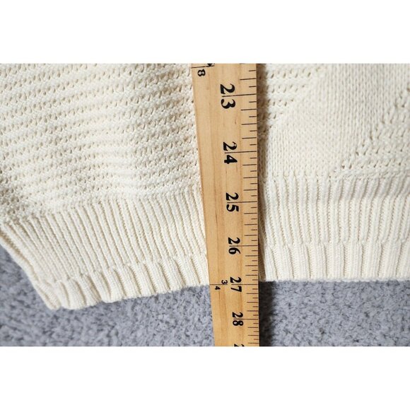 VTG Winona Knits Beige Knit Crewneck Pullover Sweater Size M 100% Combed Cotton - Picture 11 of 15